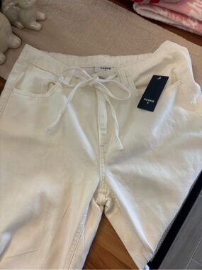 Parke x Target Mid-Rise Drawstring Baggy Jeans Cream- NWT